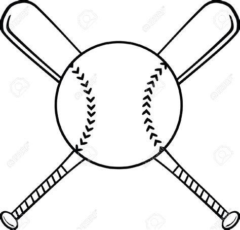 bat and ball drawing easy|softball ball and bat drawing.